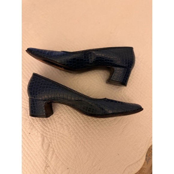 VINTAGE* RARE sz 6 DeLiso Blue Gator-embossed Go-Go Heels Retro PumpsShoes … - Picture 6 of 13